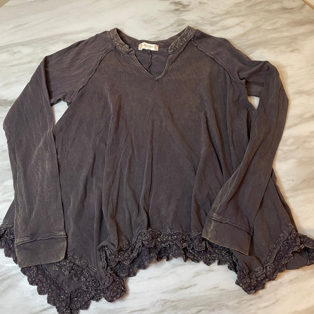 Altar'd State Grey Lace Asymmetrical Tunic Womens S Whimsigoth Boho Distressed